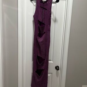 Fashion Nova Ribbed Purple Cutout Dress